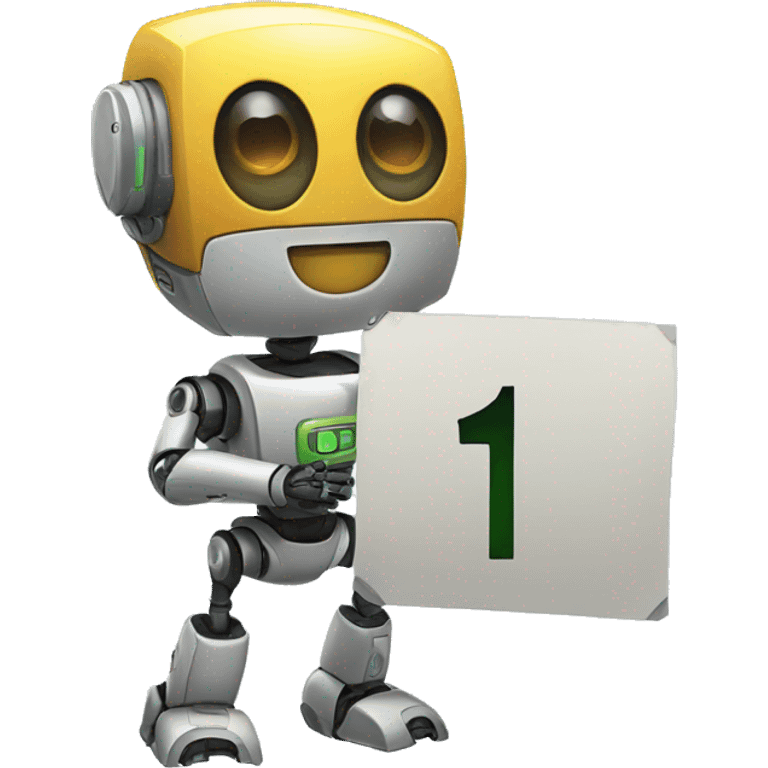 ROBO HOLDING A SIGN WRITTEN NUMBER ONE emoji