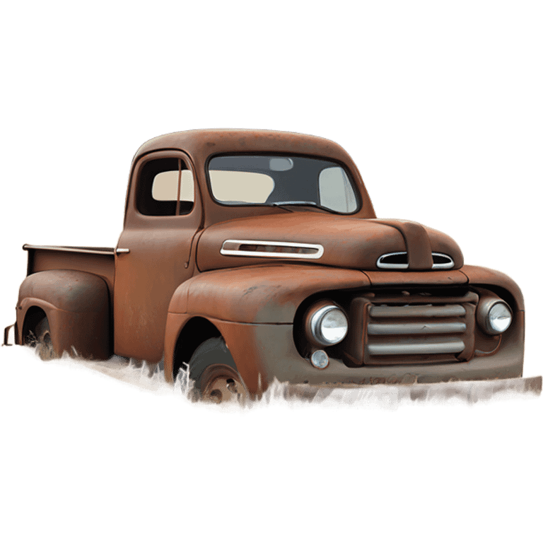 1951 ford pickup rusty in field emoji