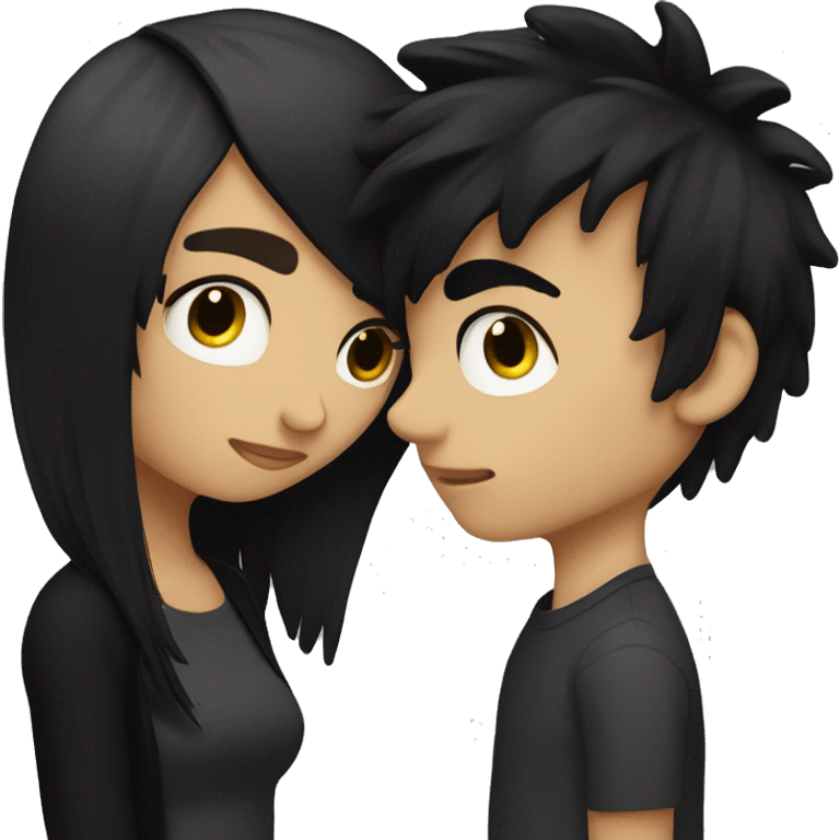 Black haired emo couple kissing  emoji