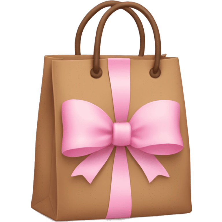 Brown bag with pastel pink bow emoji