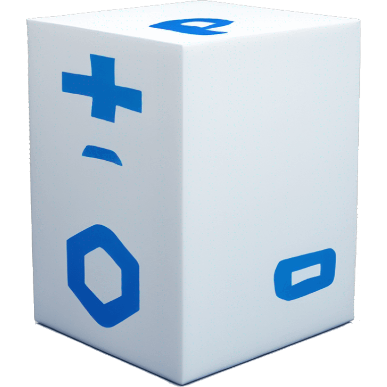 A rectangular tall white box with blue bold blue 'BC' logo in the middle of one side of the box emoji