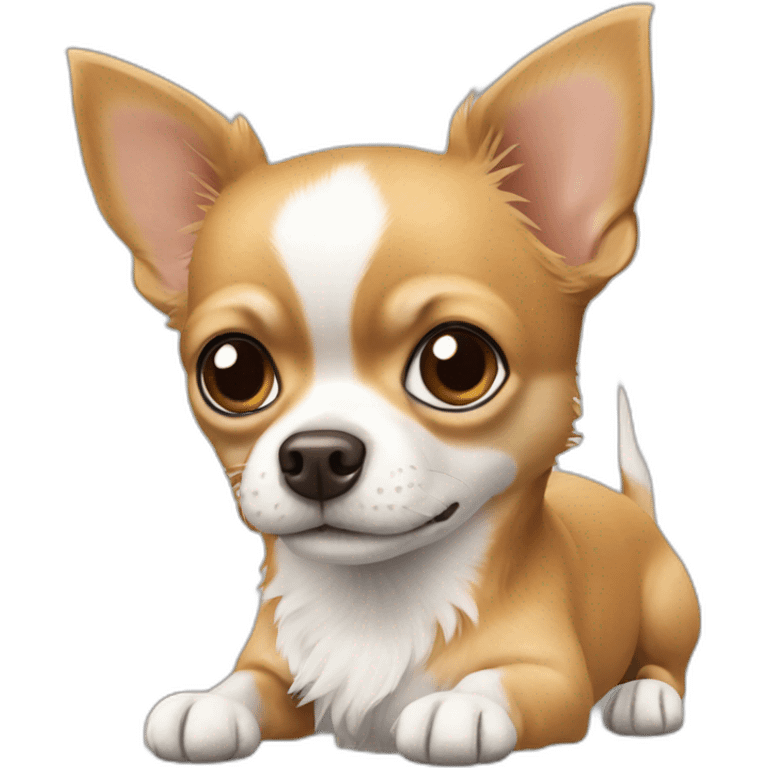 Chihuahua poils longs blanc et roux emoji