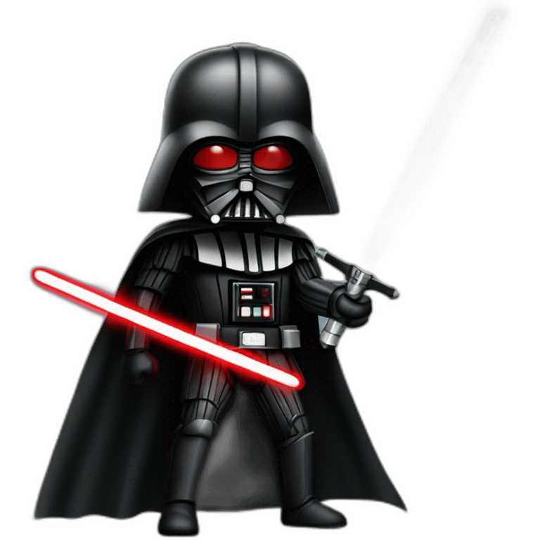 dark vador en position de combat qui tien un sabre laser rouge emoji