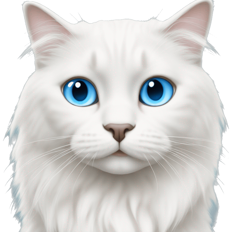 All White Ragdoll cat whit blue eyes walking  emoji