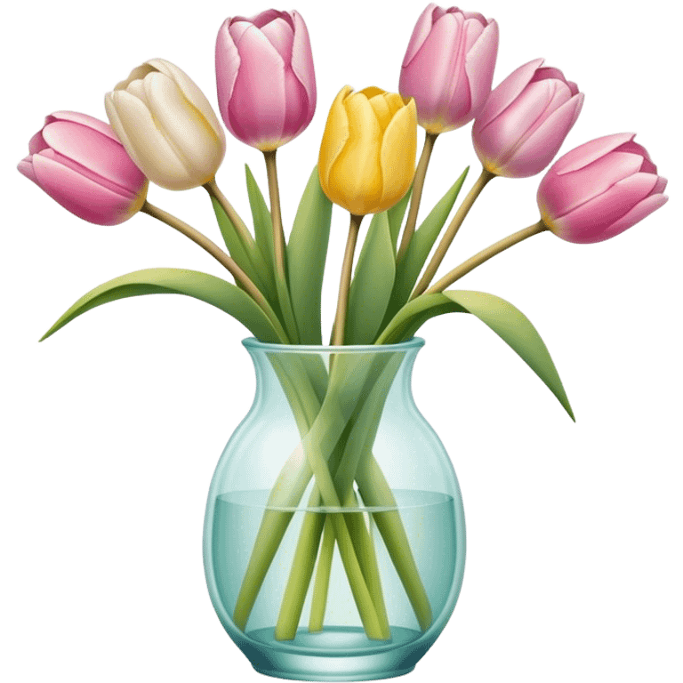 pastel tulips in glass vase emoji