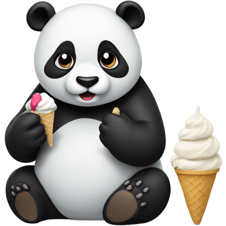 Panda eating ice cream emoji