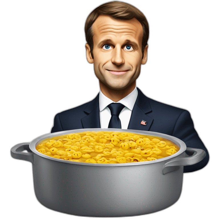 Emmanuele Macron sur une casserole emoji