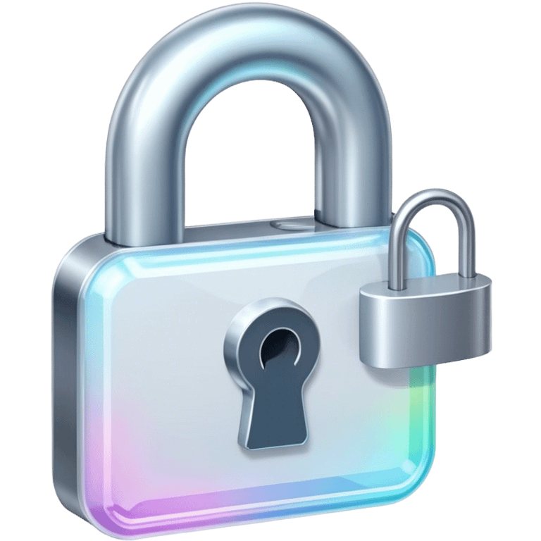 Holographic and glassmorphic white lock emoji