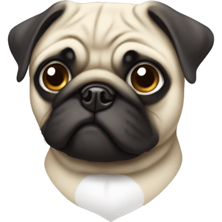 Pug with white heart emoji