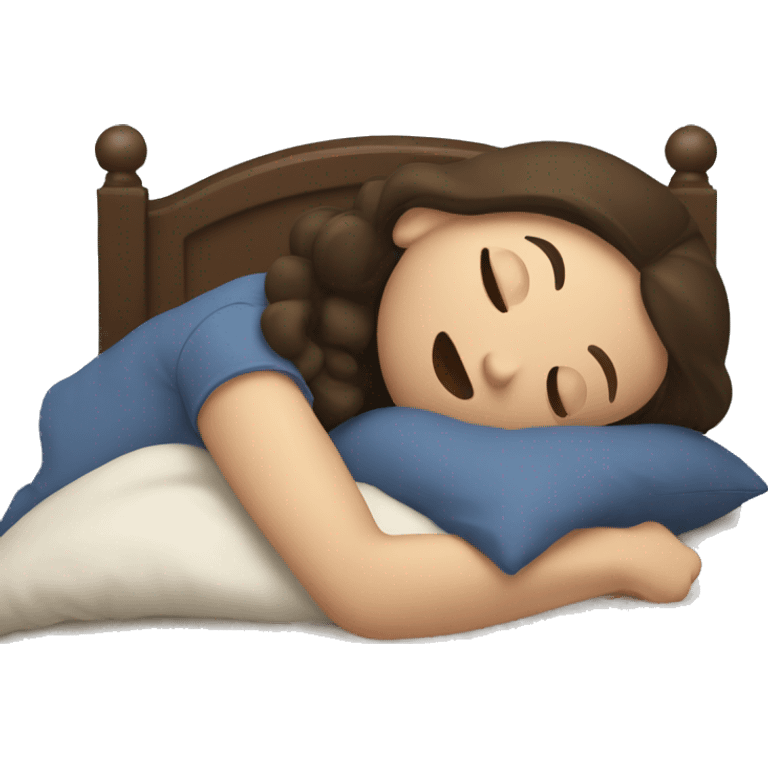 The brunette is sleeping in the bed emoji