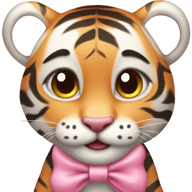 Cute Baby tiger with pink bows  emoji