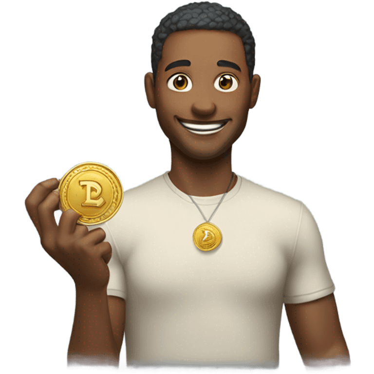 man with meme coin emoji