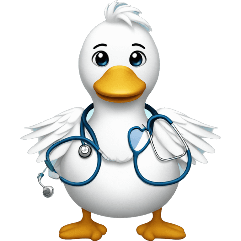 swan with surgical costume and stethoscope  emoji