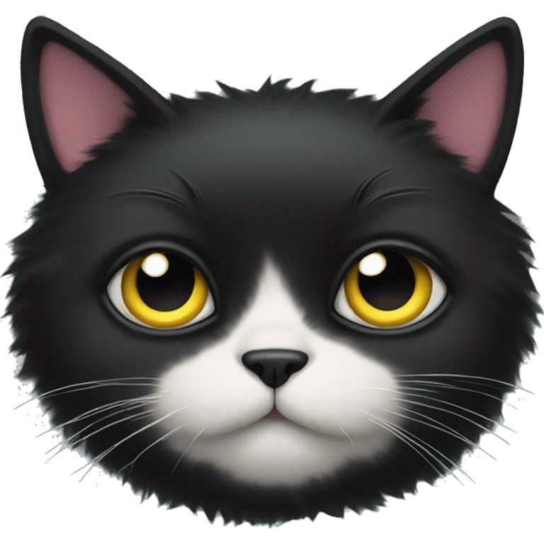 Black cat with one eye, very fluffy emoji