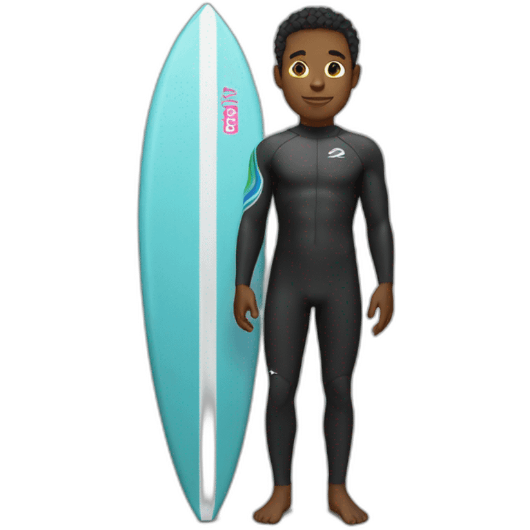 gay black male surfer in a wetsuit emoji