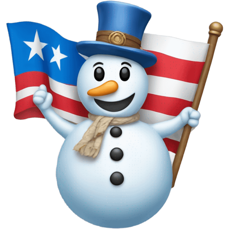 Frosty the Snowman holding the flag of Puerto Rico emoji