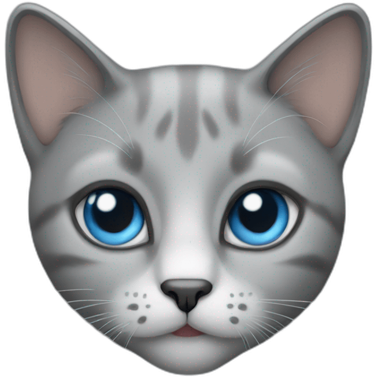 Grey cat with blue eyes emoji