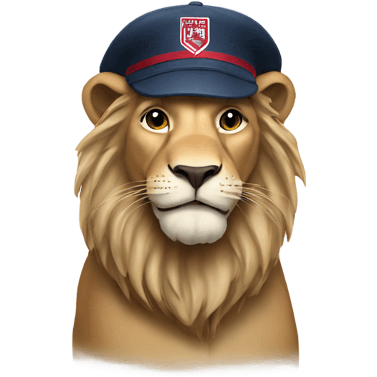 Lion wearing an LMU visor emoji