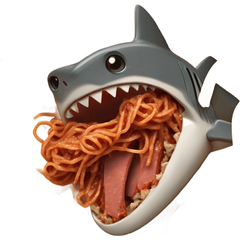 shark eating spaghetti bolognaise  emoji