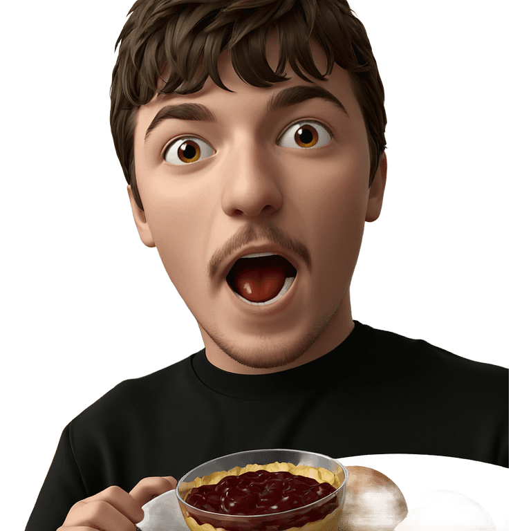 boy enjoying food indoors emoji