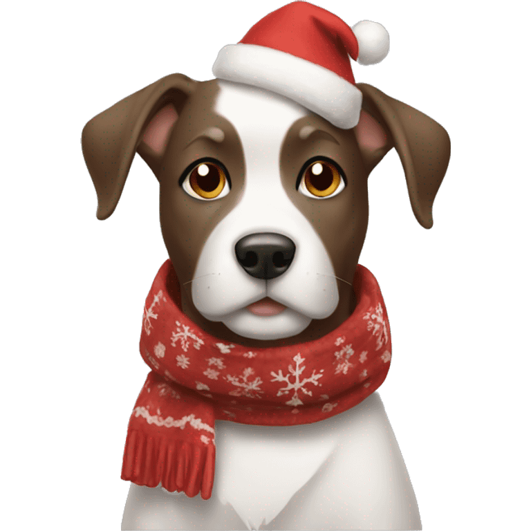 Dog wearing holiday scarf emoji