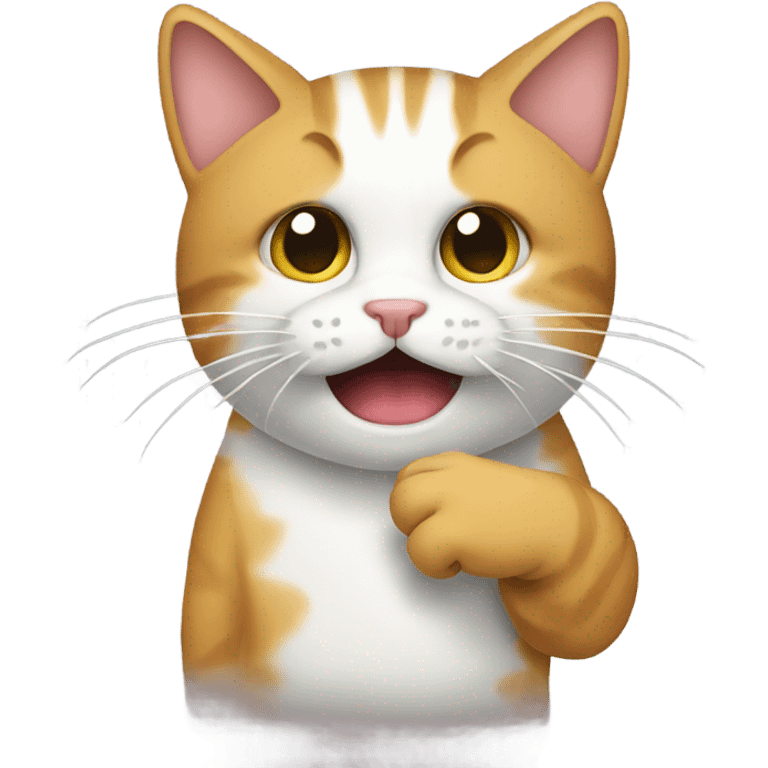 Sick cat with hand over its mouth emoji