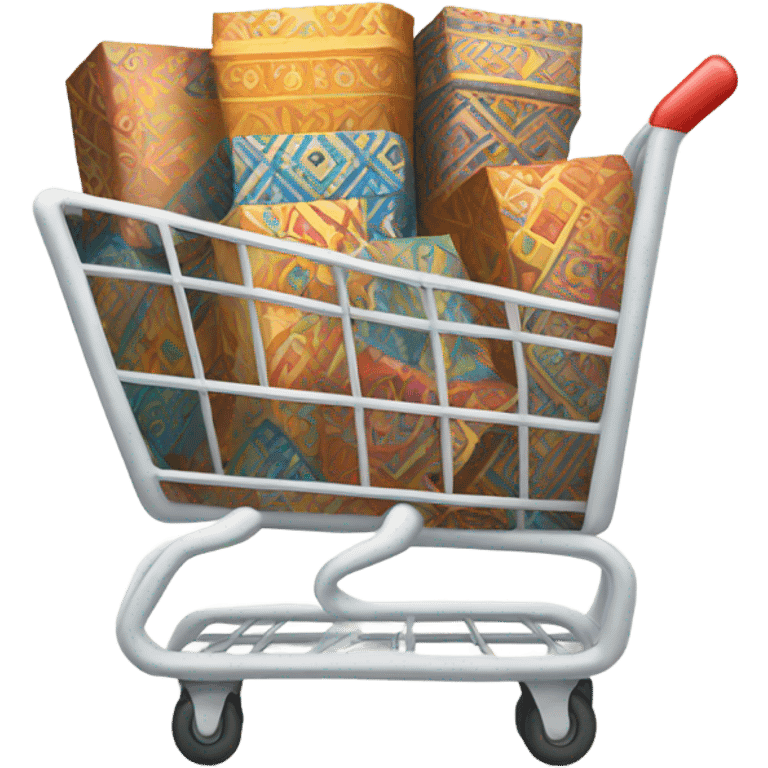 Boho style shopping cart with boxes emoji