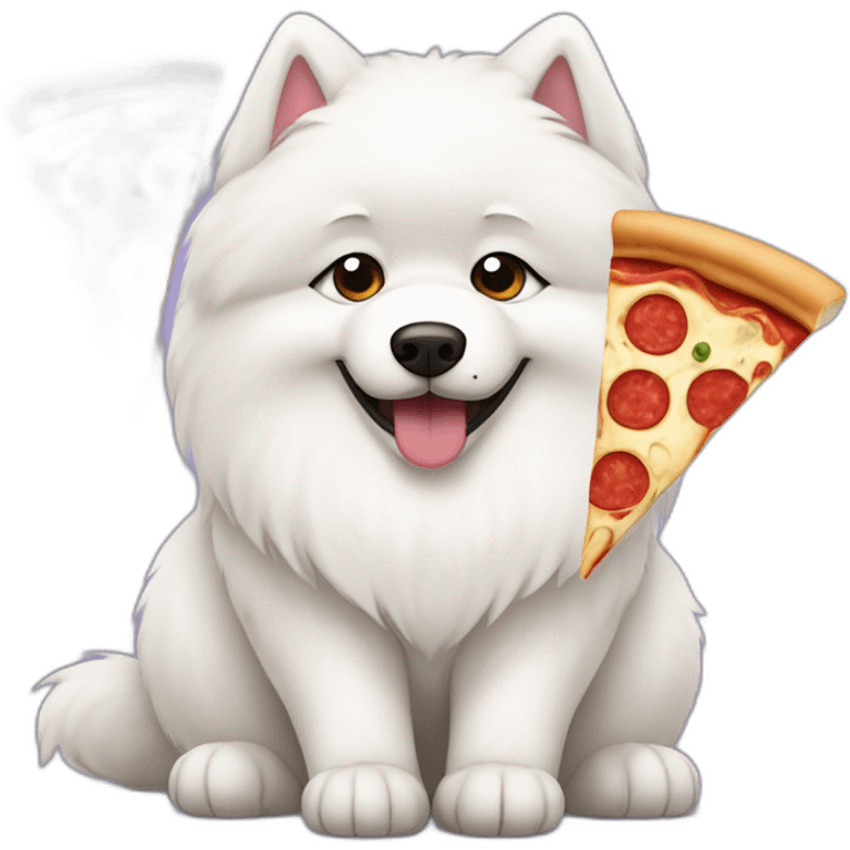 samoyed with pizza emoji