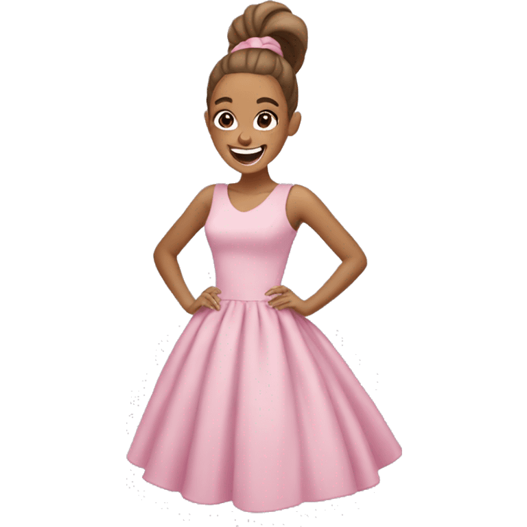 ariana grande in a pink dress laughing emoji