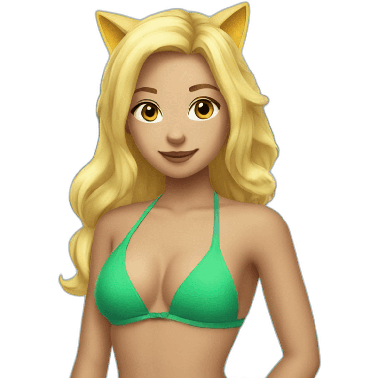 hot catgirl blonde swim suit emoji