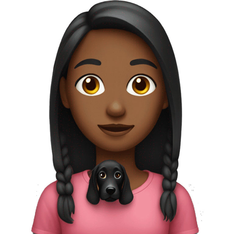 A girl and her black dog emoji