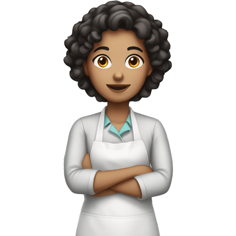 female baker with dark curly hair emoji