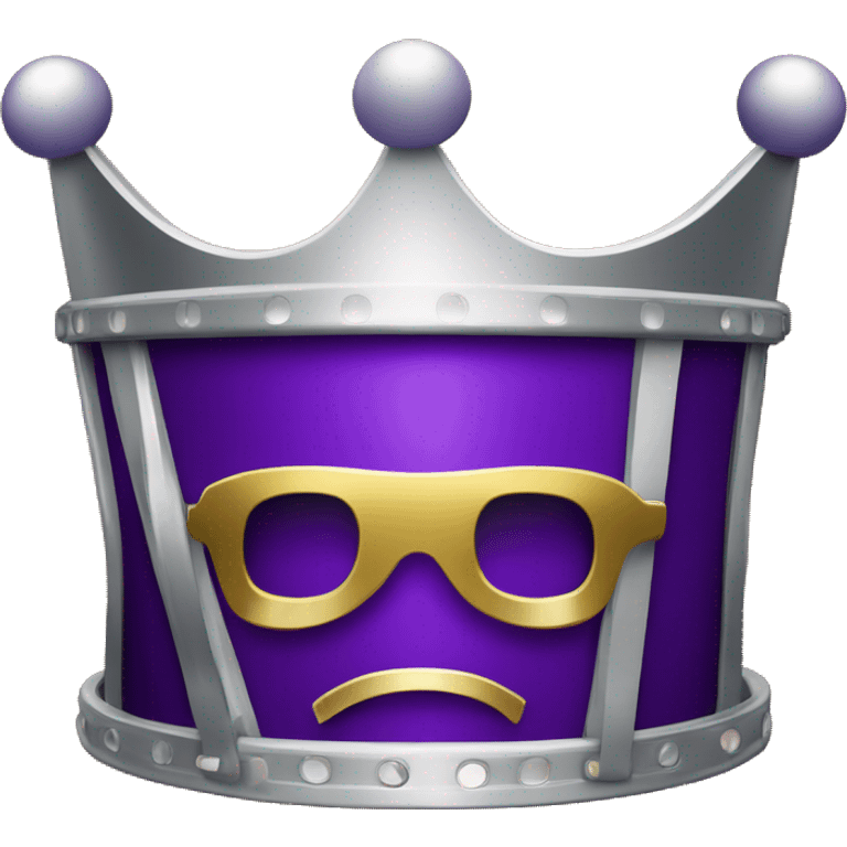 "Create a bold 'CinemaKing' emoji featuring a shining gold crown atop a sleek silver film reel. Add a rich royal purple background for a cinematic, majestic vibe that screams movie royalty!" emoji