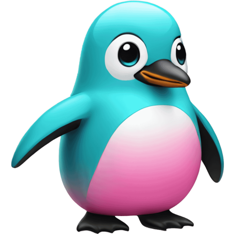 Pink and turquoise penguin  emoji