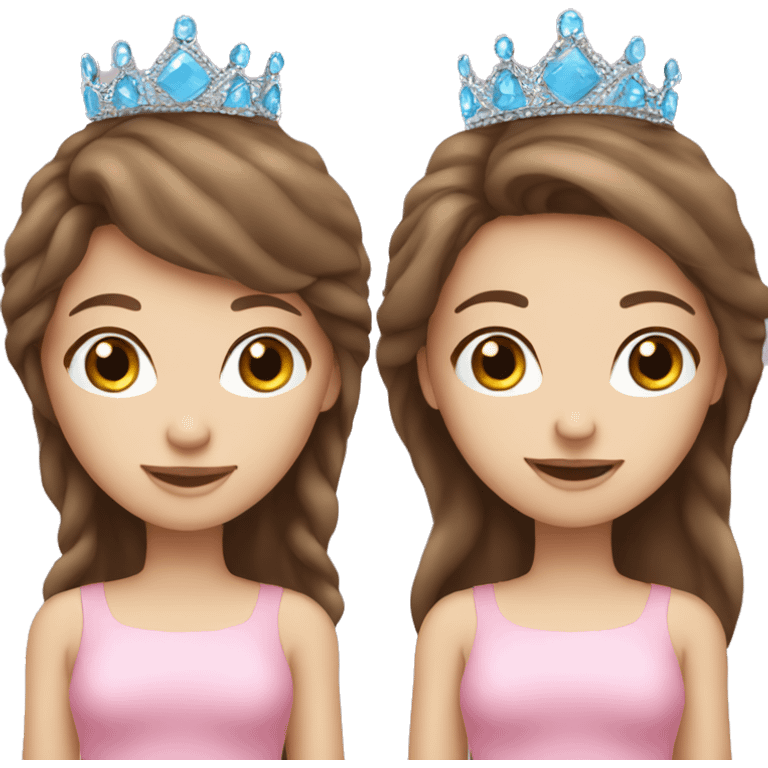 Girl with brown hair and blue eyes pink tiara emoji emoji