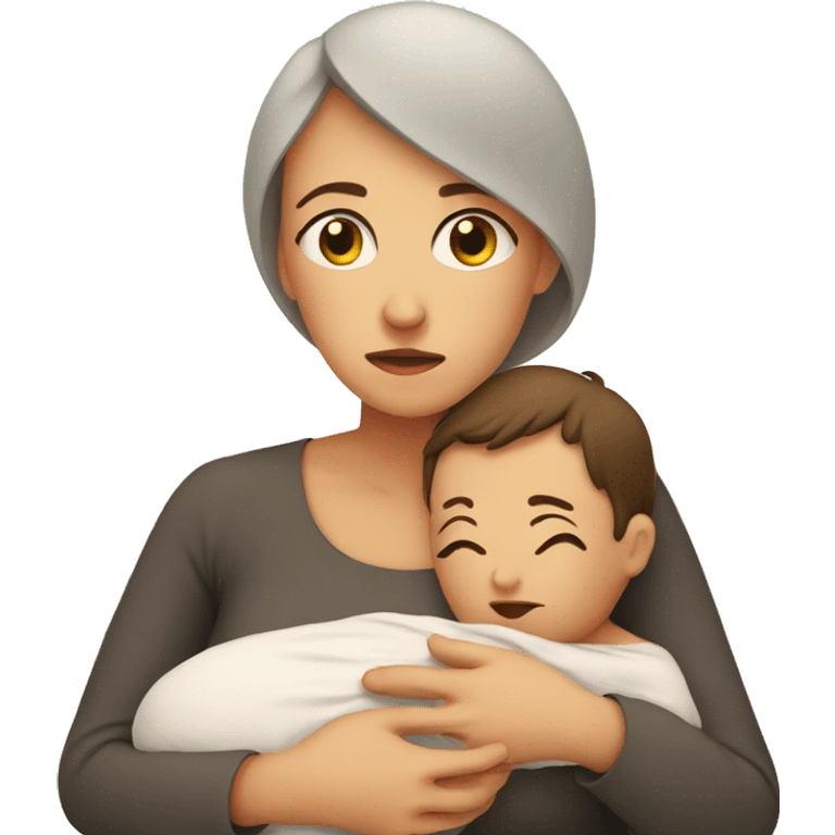 European sad mother with newborn emoji