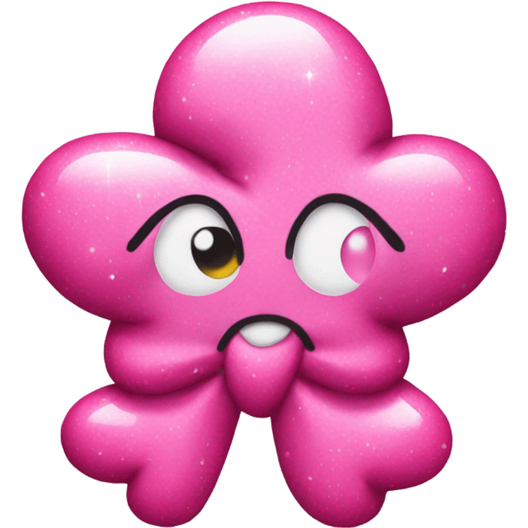 pink sparkle poop emoji with bow emoji