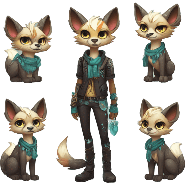 Cool cute Kawaii edgy fantasy shiny animal  fursona Fionbri by griffsnuff & LiLaiRa & Falvie full body emoji