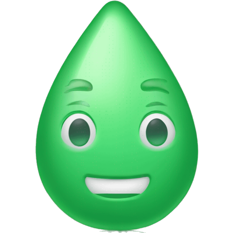 A green soap shaped like a teardrop, smooth surface with small specks, designed to look like an emoji. Plain and neutral background. emoji