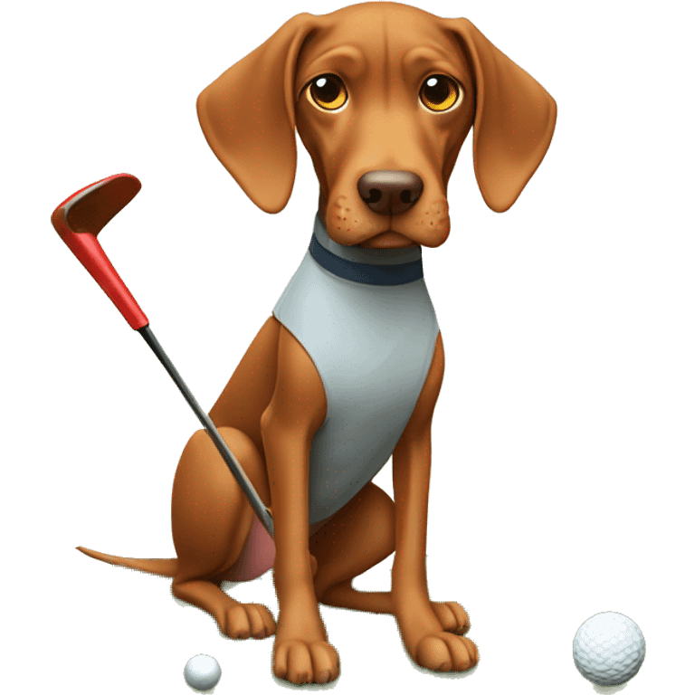 Vizsla playing golf emoji