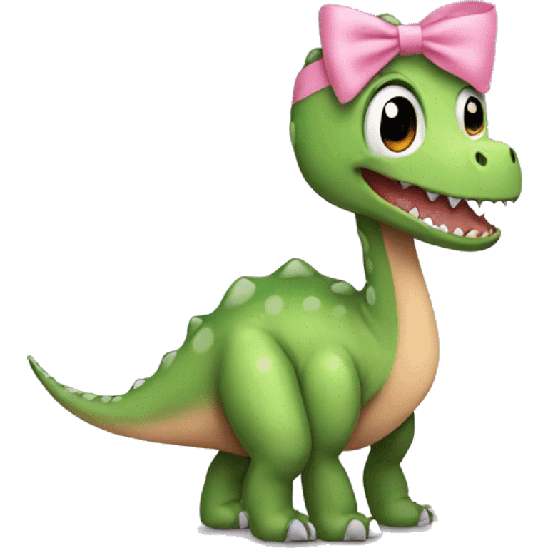 Dinosaur with a baby pink bow on emoji