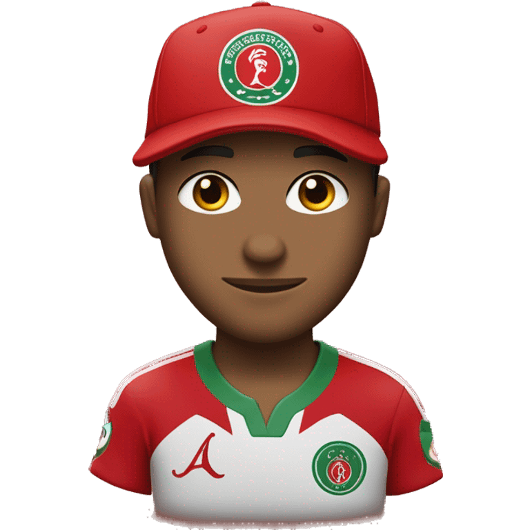 un garçon qui a une casquette porte un tenus du wydad casablanca emoji