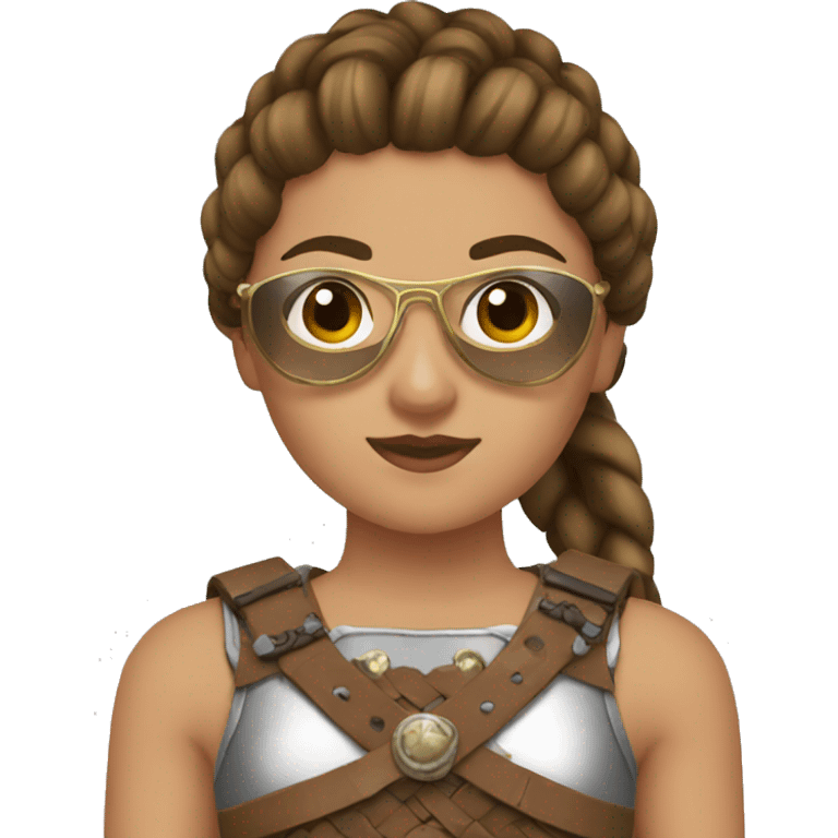 Girl gladiator with French braids, brown hair and sunglasses emoji