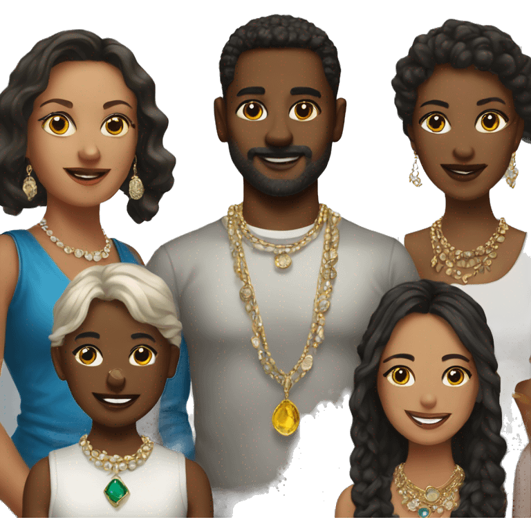 realistic group portrait with jewelry emoji