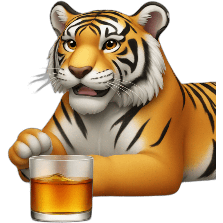 tiger drinking whisky emoji