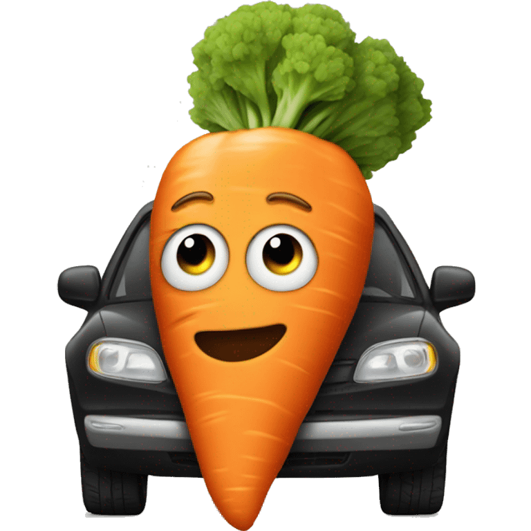 Humanlike Carrot in a car emoji