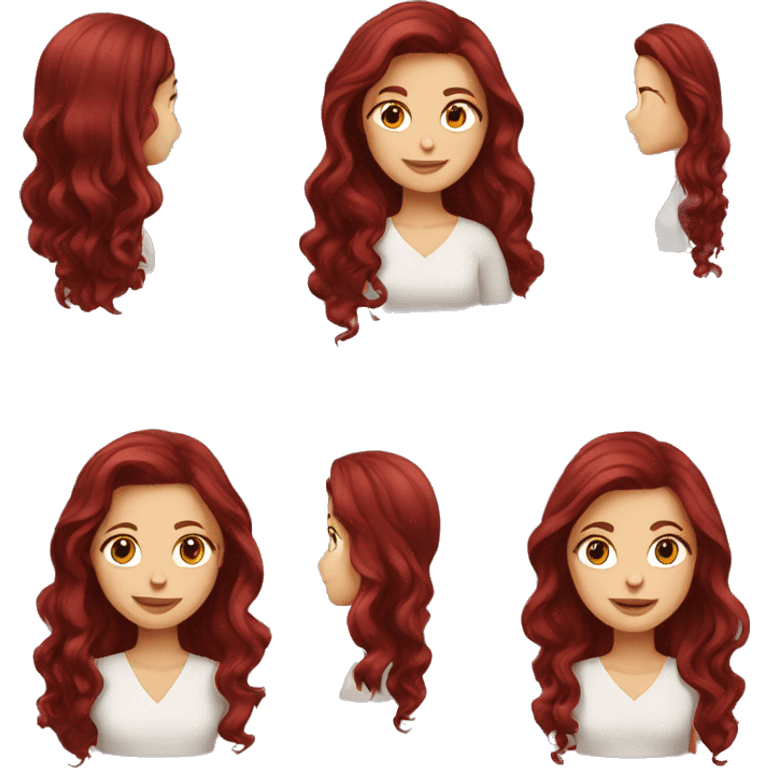 Beautiful burgundy haired girl with long hair emoji