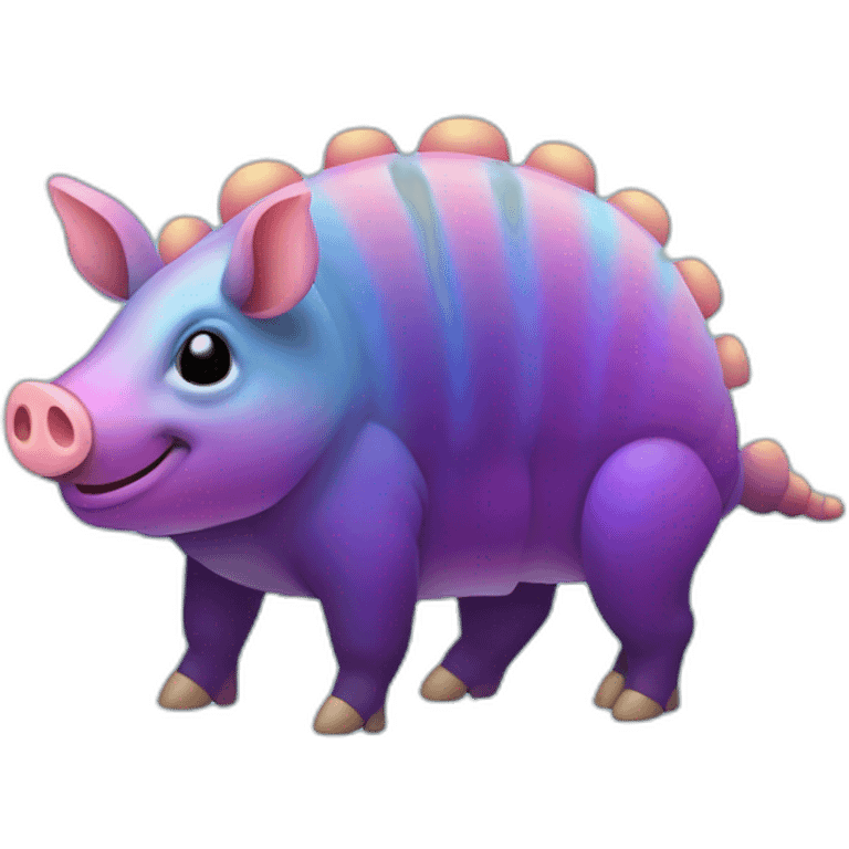 Iridescent cyan purple gradient pig armadillo cow centipede insect with star markings star shaped spots emoji