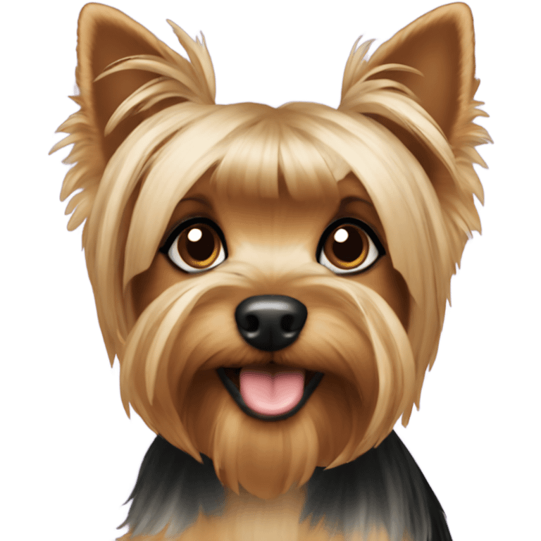 Yorkie with pony tail emoji