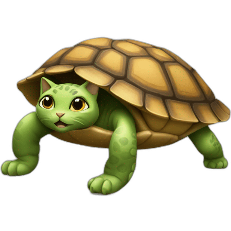 Une chat sur une tortue emoji